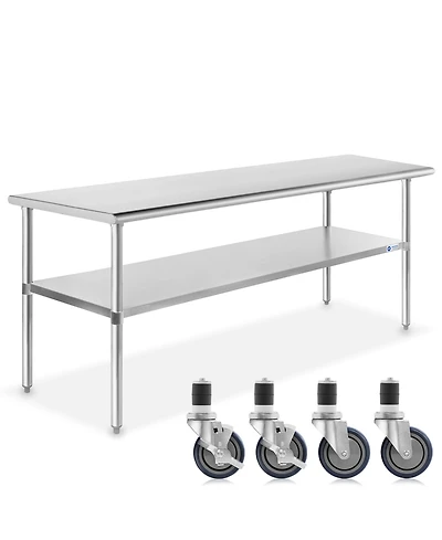 Gridmann 60 x 30 Inch Stainless Steel Table w/ 4 Casters, Nsf Commercial Kitchen Work & Prep Table
