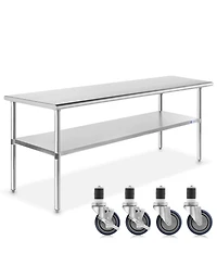 Gridmann 60 x 30 Inch Stainless Steel Table w/ 4 Casters, Nsf Commercial Kitchen Work & Prep Table