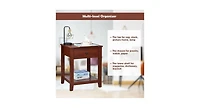 Set of 2 Nightstand with Storage Shelf and Pull Handle