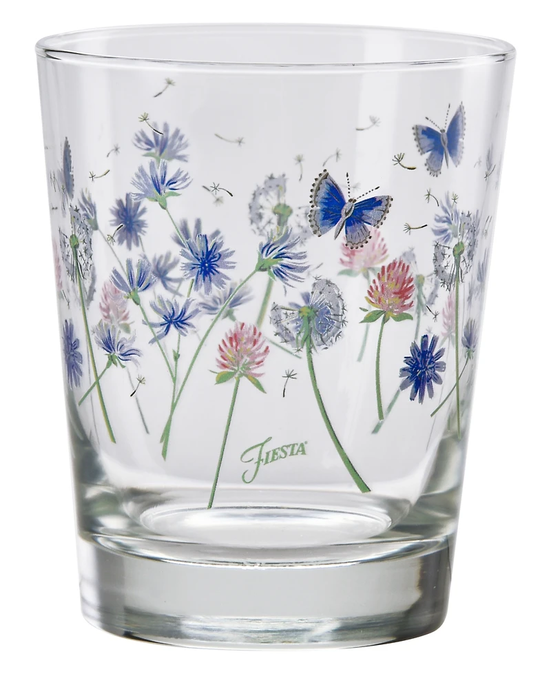 Fiesta Breezy Floral 15-Ounce Tapered Double Old Fashioned (Dof) Glass, Set of 4