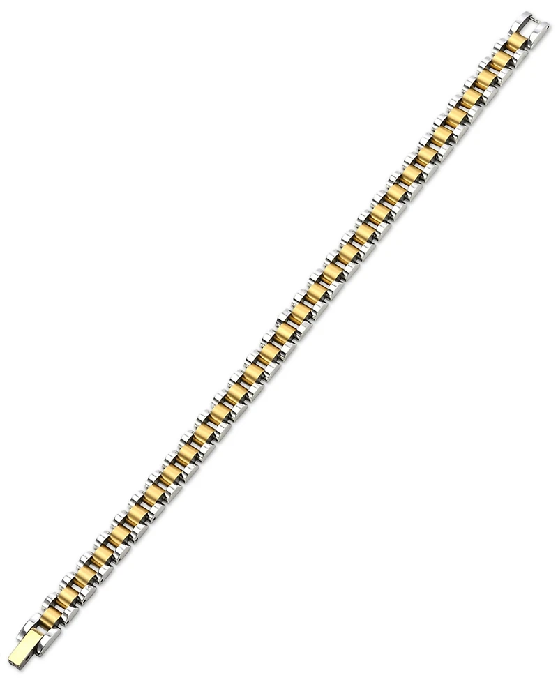 Men's Two-Tone Watch Link Chain Bracelet in Stainless Steel & Gold-Tone Ion-Plate
