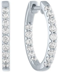 Lab Grown Diamond In & Out Small Hoop Earrings (3/4 ct. t.w.) in Sterling Silver