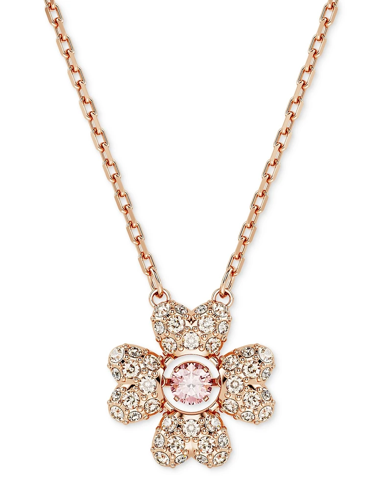 Swarovski Rose Gold-Tone Idyllia Crystal Clover Pendant Necklace, 15" + 2-3/4" extender