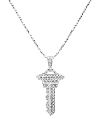 Men's Diamond Pave Key 22" Pendant Necklace (1/4 ct. t.w.) in Sterling Silver