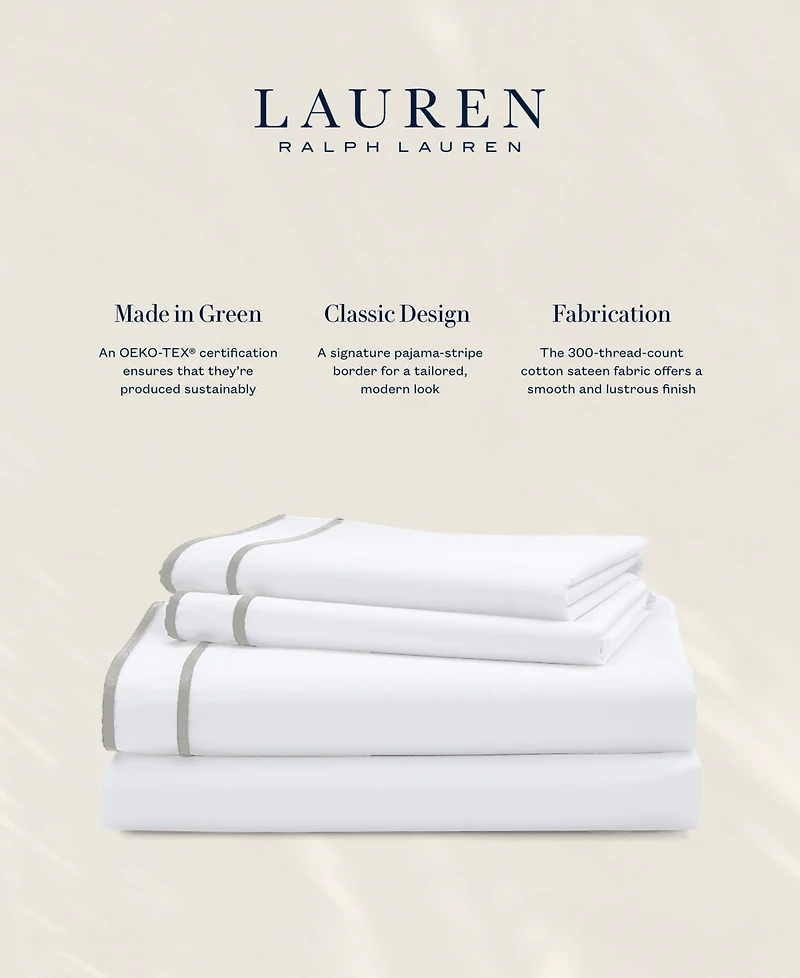 Lauren Ralph Spencer 300 Thread Count Sateen Border Pillowcase Pair