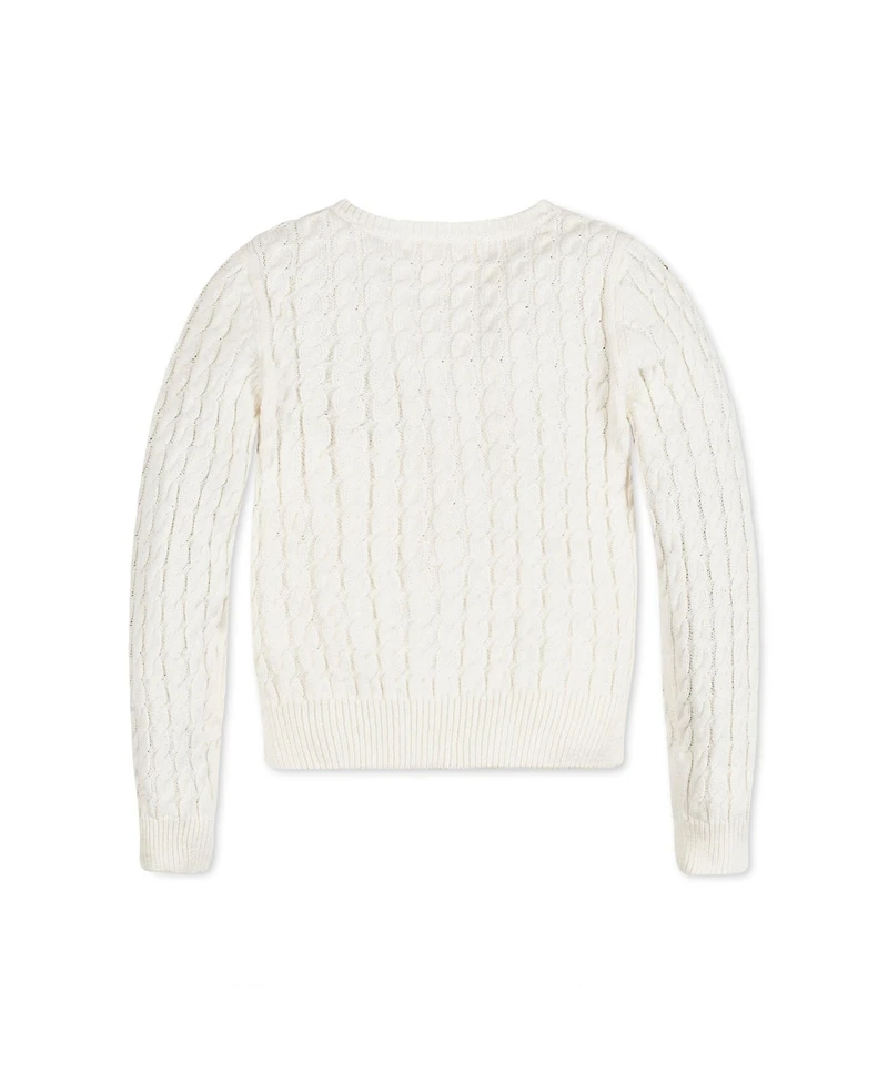 Hope & Henry Girls Long Sleeve Classic Cable Cardigan Sweater