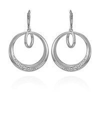 Vince Camuto Silver-Tone Glass Stone Bold Hoop Drop Earrings