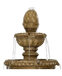 65"H Electric Resin and Concrete 4-Tier Eggshell Edge Outdoor Water Fountain with Led Lights