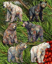 Designocracy Holiday Wooden Clip-On Ornaments Bear Parade Set of 6 G. DeBrekht