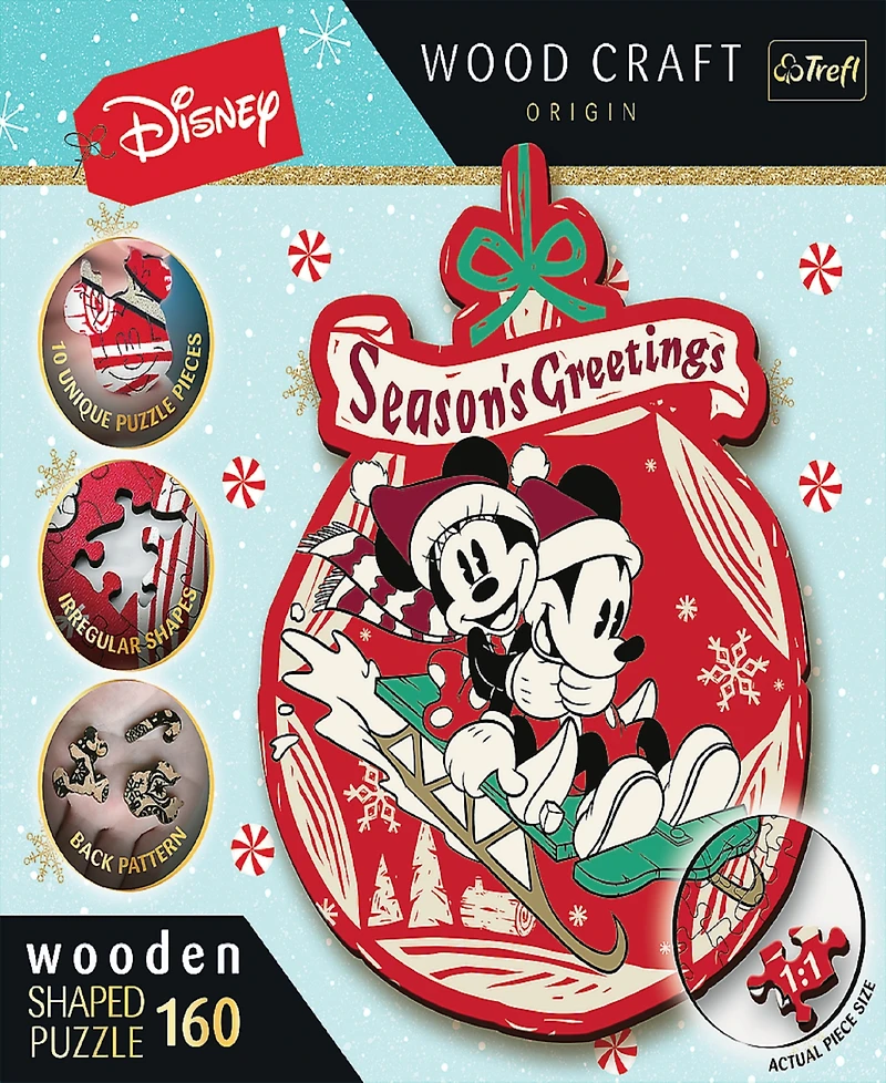 Trefl Wood Craft 160 Piece Wooden Puzzle - Disney's Christmas Mickey Mouse