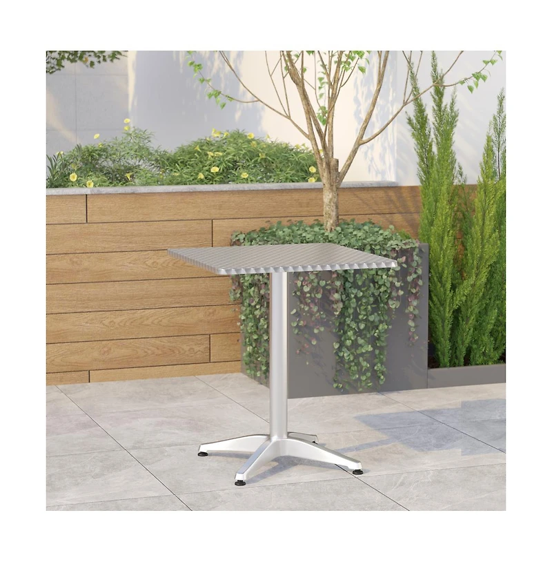 23.5'' Square Aluminum Indoor-Outdoor Table With Base