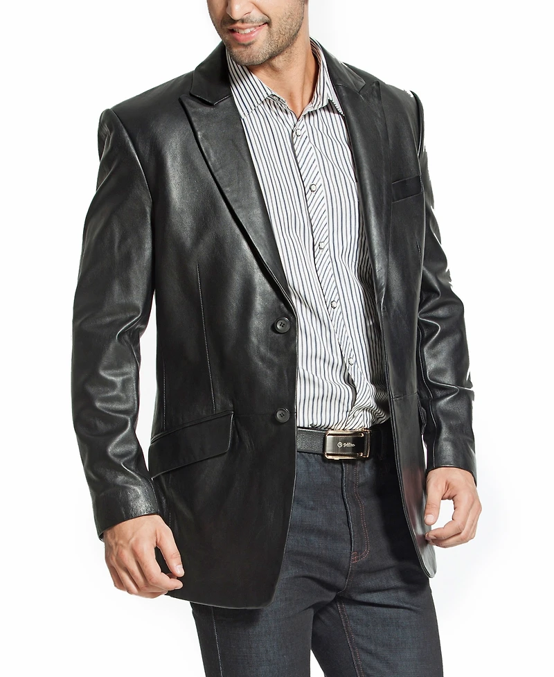 Bgsd Men Peak Lapel Two-Button Leather Blazer