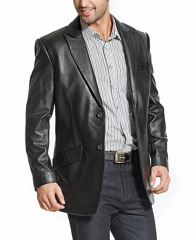 Bgsd Men Peak Lapel Two-Button Leather Blazer