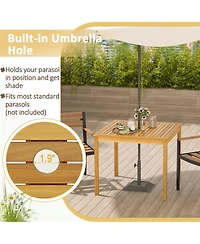 Costway Patio Dining Table Acacia Wood Square Outdoor Bistro