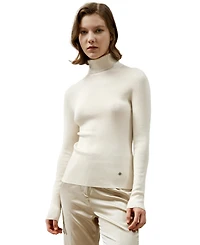 Lilysilk Women's Seamless Silk Knit Turtleneck Sweater