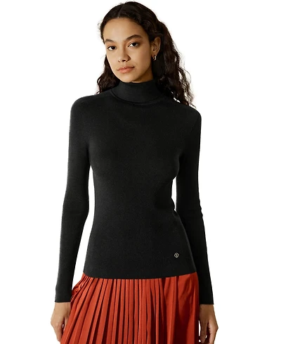 Lilysilk Women's Seamless Silk Knit Turtleneck Sweater