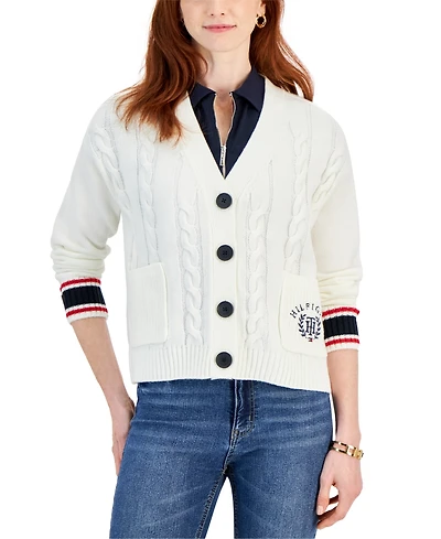 Tommy Hilfiger Women's Cable-Knit Varsity Cardigan