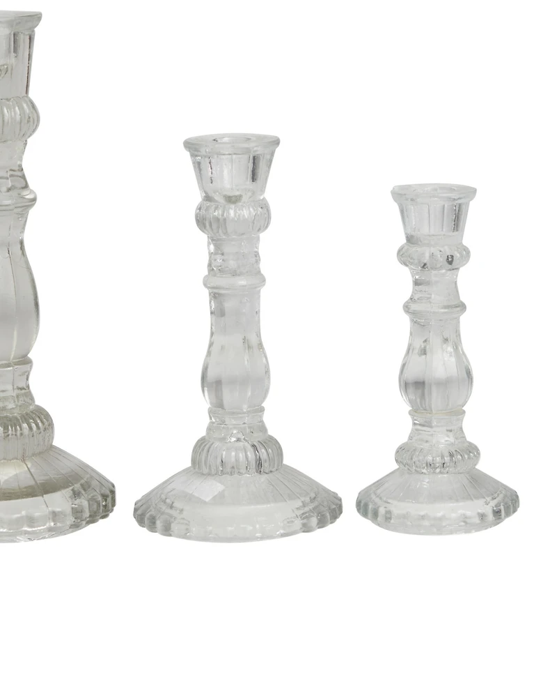 The Novogratz Clear Glass Candle Holder, Set of 3