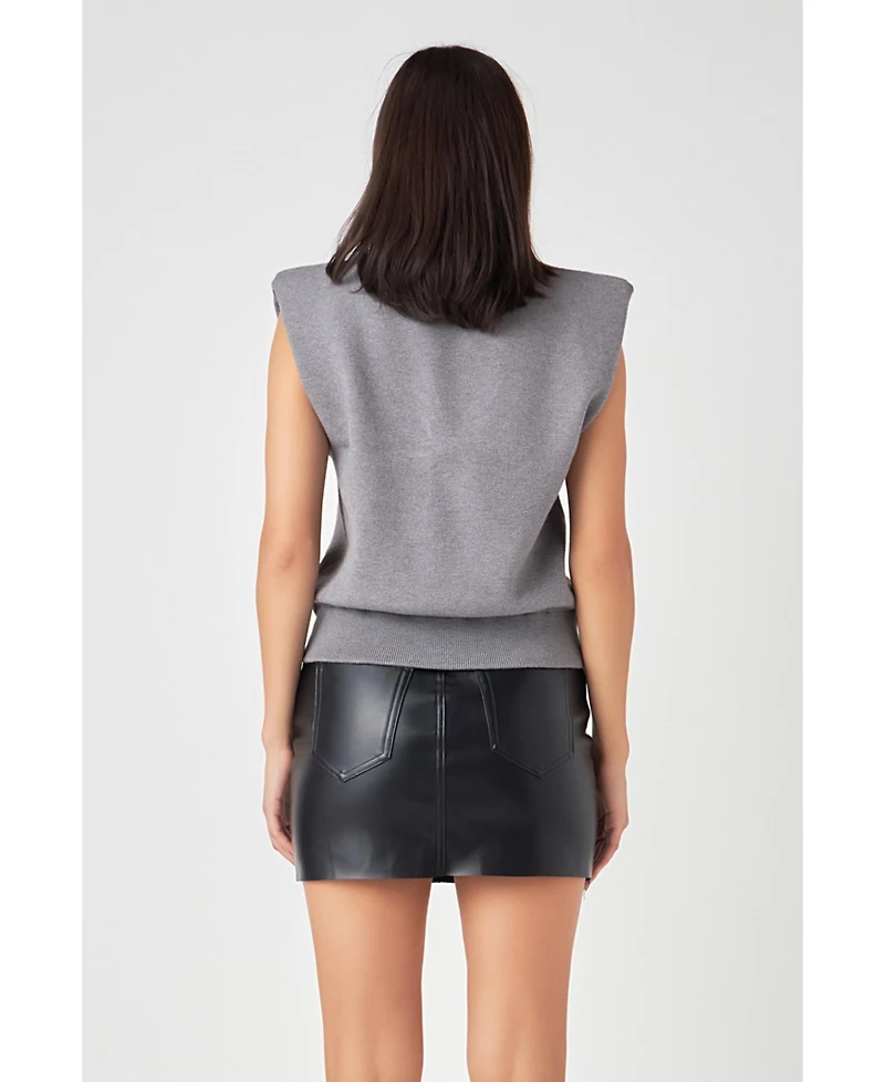 Grey Lab Women's Mock Neck Sleeveless Knit Top