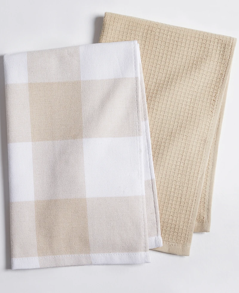 Jackson Plaid Waffle Weave Kitchen Towel, Set of 4