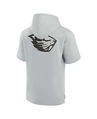Men's and Women's Fanatics Signature Gray Oregon State Beavers Super Soft Fleece Short Sleeve Pullover Hoodie