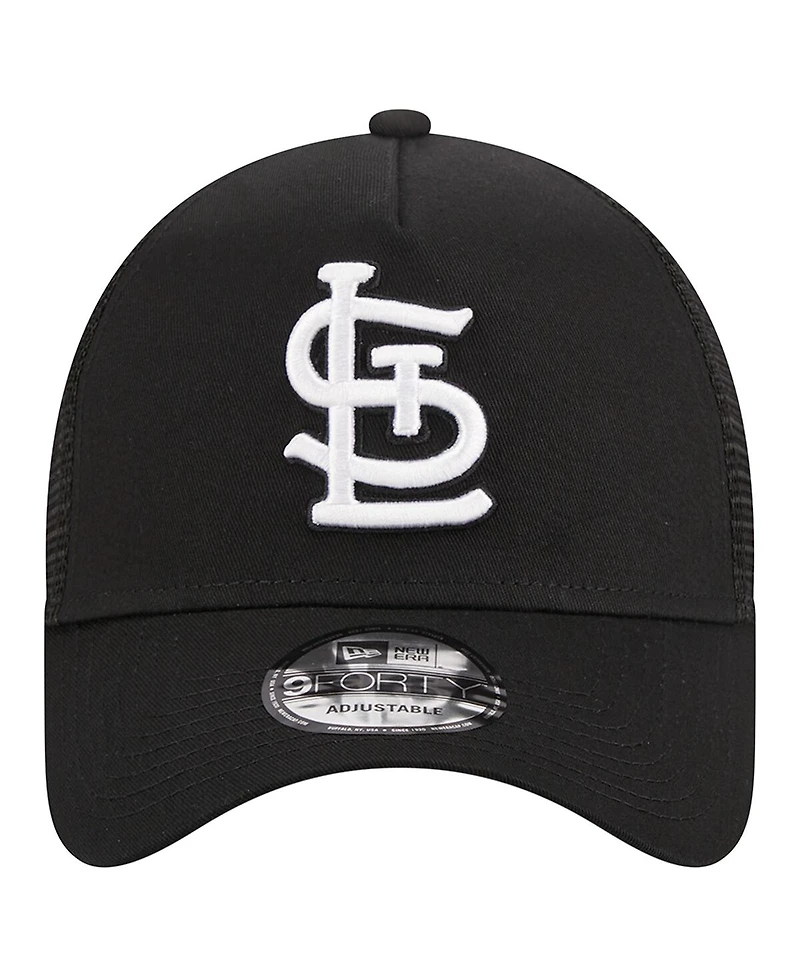 Men's New Era Black St. Louis Cardinals A-Frame 9FORTY Trucker Adjustable Hat