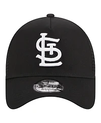 Men's New Era Black St. Louis Cardinals A-Frame 9FORTY Trucker Adjustable Hat