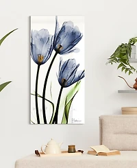 Empire Art Direct "Three Blue TuLIps" Frameless Free Floating Tempered Glass Panel Graphic Wall Art, 48" x 24" x 0.2"