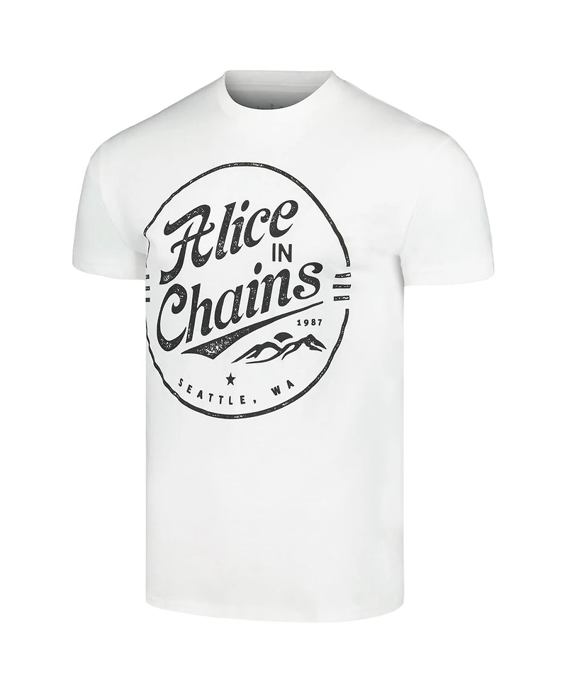 Men's White Alice in Chains Seattle Stamp T-shirt