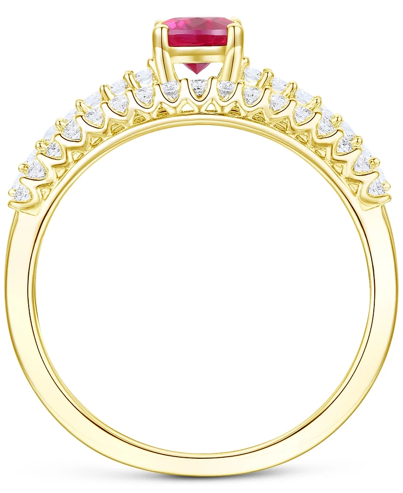 Lab-Grown Emerald (3/8 ct. t.w.) & White Sapphire Bridal Set 14k Gold-Plated Sterling Silver (Also Ruby Blue