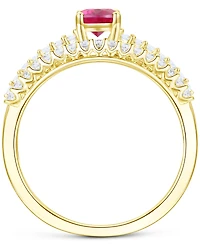 Lab-Grown Emerald (3/8 ct. t.w.) & White Sapphire Bridal Set 14k Gold-Plated Sterling Silver (Also Ruby Blue