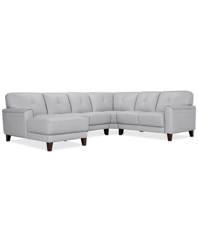 Closeout! Ashlinn 120" 4-Pc. Pastel Leather Sectional, Created for Macy's