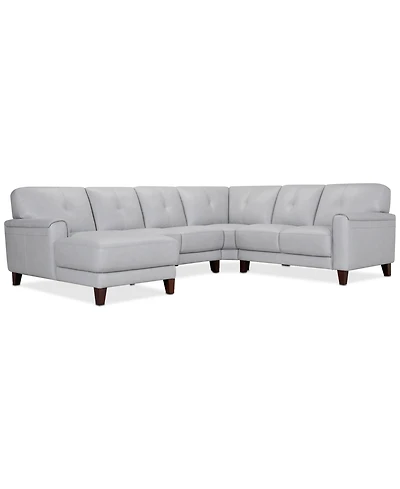 Closeout! Ashlinn 120" 4-Pc. Pastel Leather Sectional, Created for Macy's