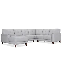 Closeout! Ashlinn 120" 4-Pc. Pastel Leather Sectional, Created for Macy's