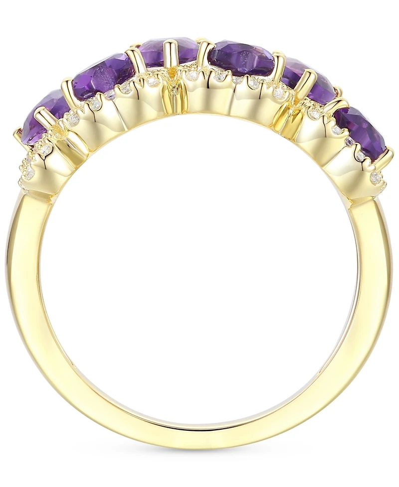 Amethyst (1-1/2 ct. t.w.) & Lab-Grown White Sapphire (3/8 ct. t.w.) Heart Cluster Statement Ring in 14k Gold-Plated Sterling Silver