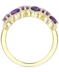 Amethyst (1-1/2 ct. t.w.) & Lab-Grown White Sapphire (3/8 ct. t.w.) Heart Cluster Statement Ring in 14k Gold-Plated Sterling Silver