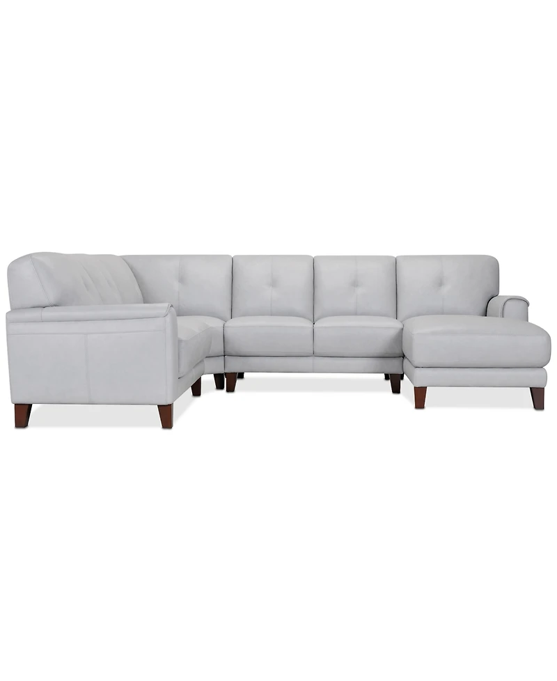 Closeout! Ashlinn 120" 4-Pc. Pastel Leather Sectional, Created for Macy's