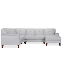 Closeout! Ashlinn 120" 4-Pc. Pastel Leather Sectional, Created for Macy's