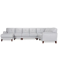 Closeout! Ashlinn 144" 5-Pc. Pastel Leather Sectional, Created for Macy's