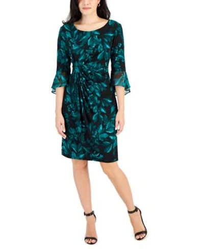 Connected Womens Printed Side Tab Sheath Dress