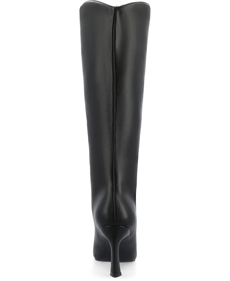 Journee Collection Women's Rehela Pointed Toe Stiletto Knee High Dress Boots