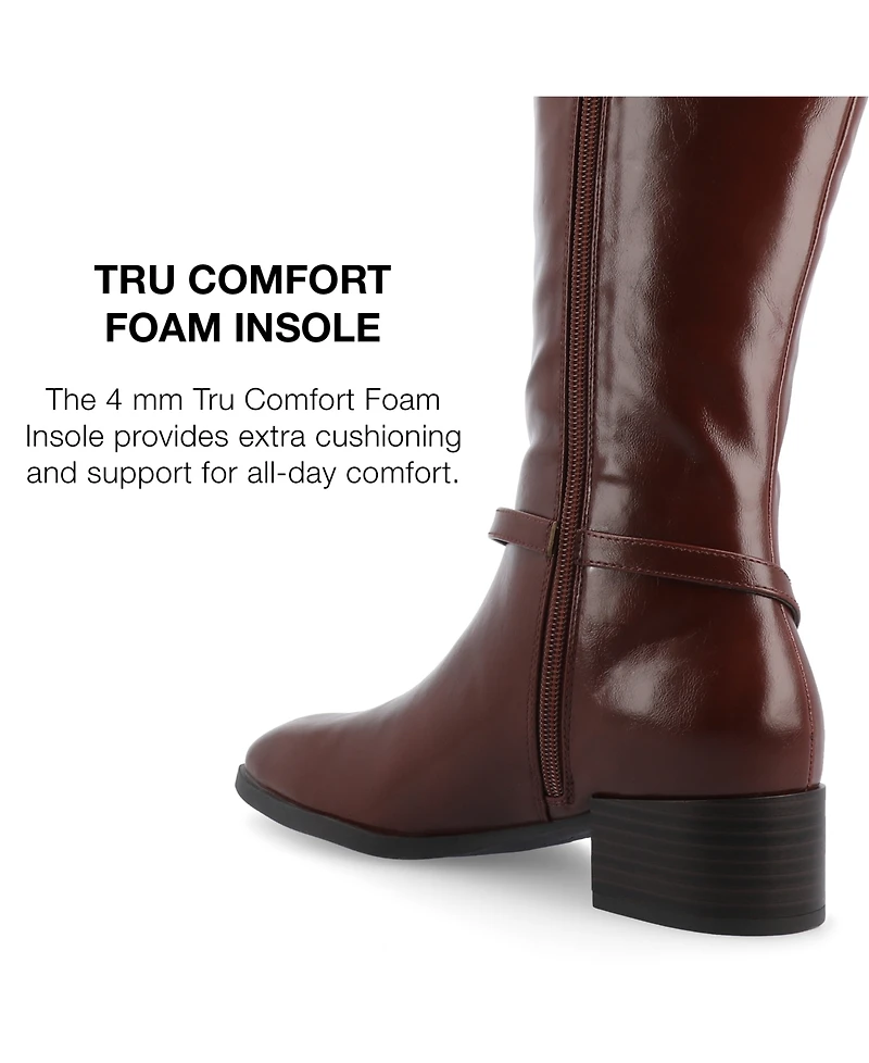 Journee Collection Women's Rhianah Wide Width Calf Block Heel Knee High Riding Boots