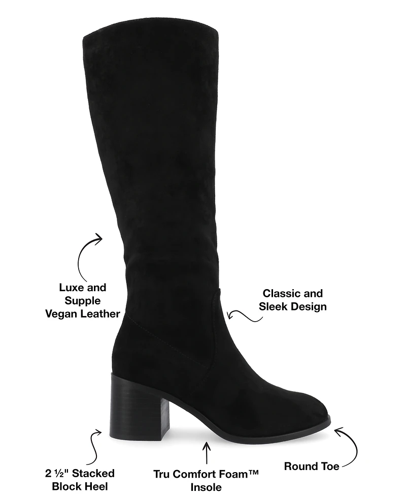 Journee Collection Women's Romilly Round Toe Block Heel Knee High Boots