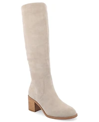 Journee Collection Women's Romilly Wide Width Calf Round Toe Block Heel Knee High Boots