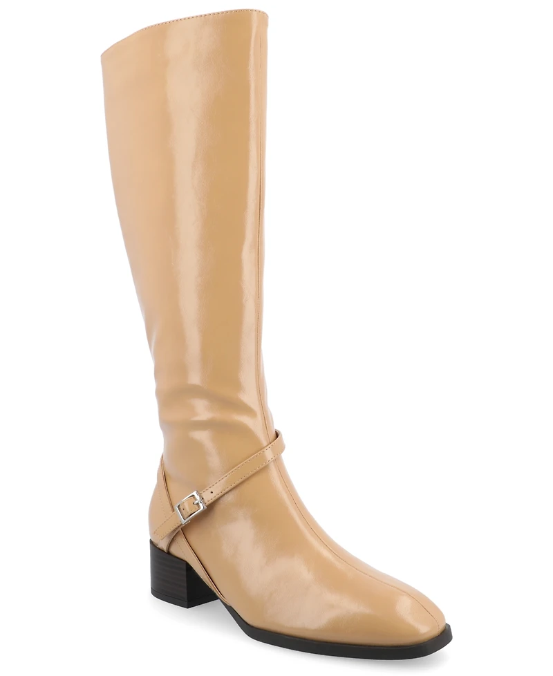 Journee Collection Women's Rhianah Wide Width Calf Block Heel Knee High Riding Boots
