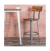 Restaurant Barstool With Wood Seat & Back And Powder Coat Frame