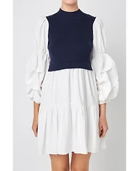 English Factory Women's Mixed Media Mini Dress