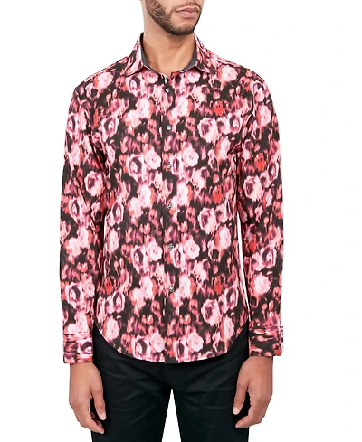 Society of Threads Men's Regular-Fit Non-Iron Performance Stretch Abstract Floral Button-Down Shirt