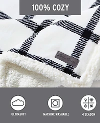 Eddie Bauer Bunkhouse Plaid Ultra Soft Plush Fleece Reversible Throw, 60" x 50"