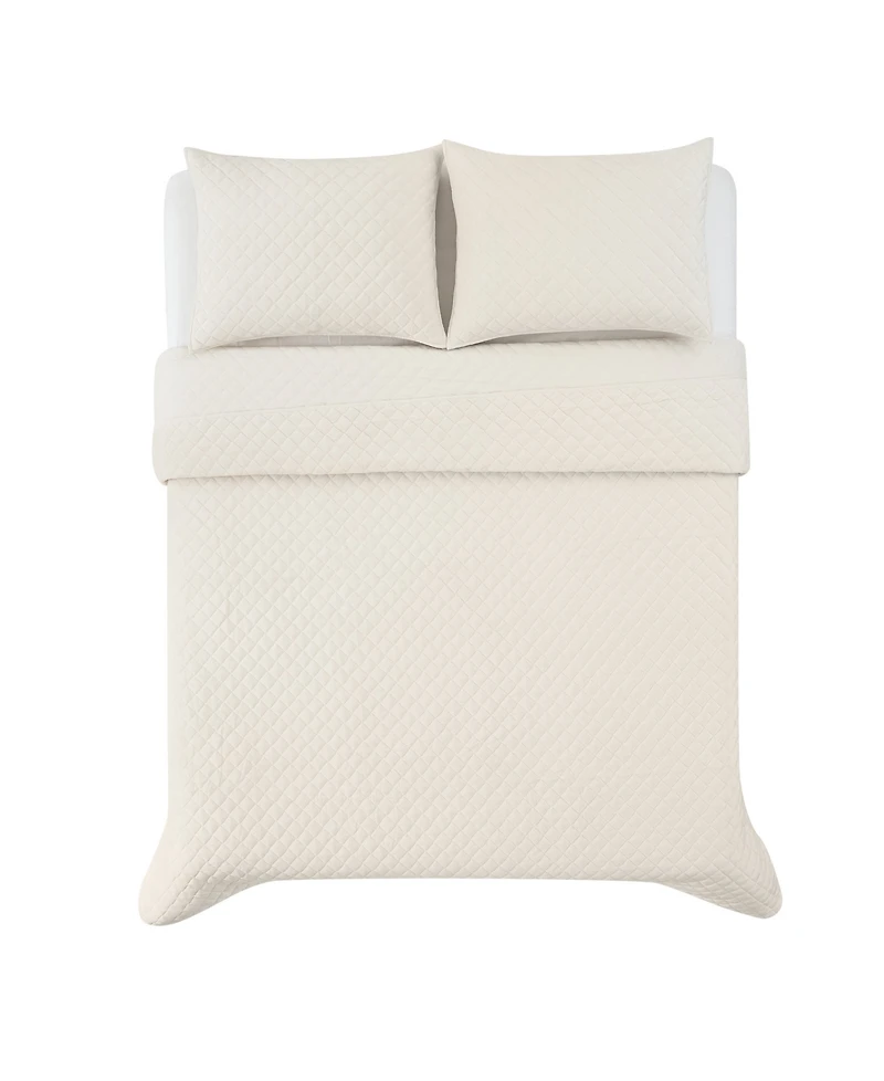 Royal Velvet Diamond 3 Piece Quilt Set, Full/Queen